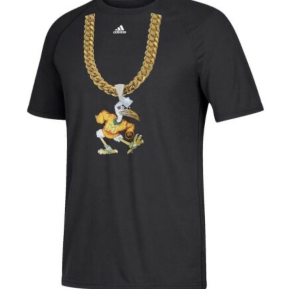Adidas Miami Hurricanes Turnover Chain TShirt Mens Size XXL 2XL Black New - Picture 3 of 4